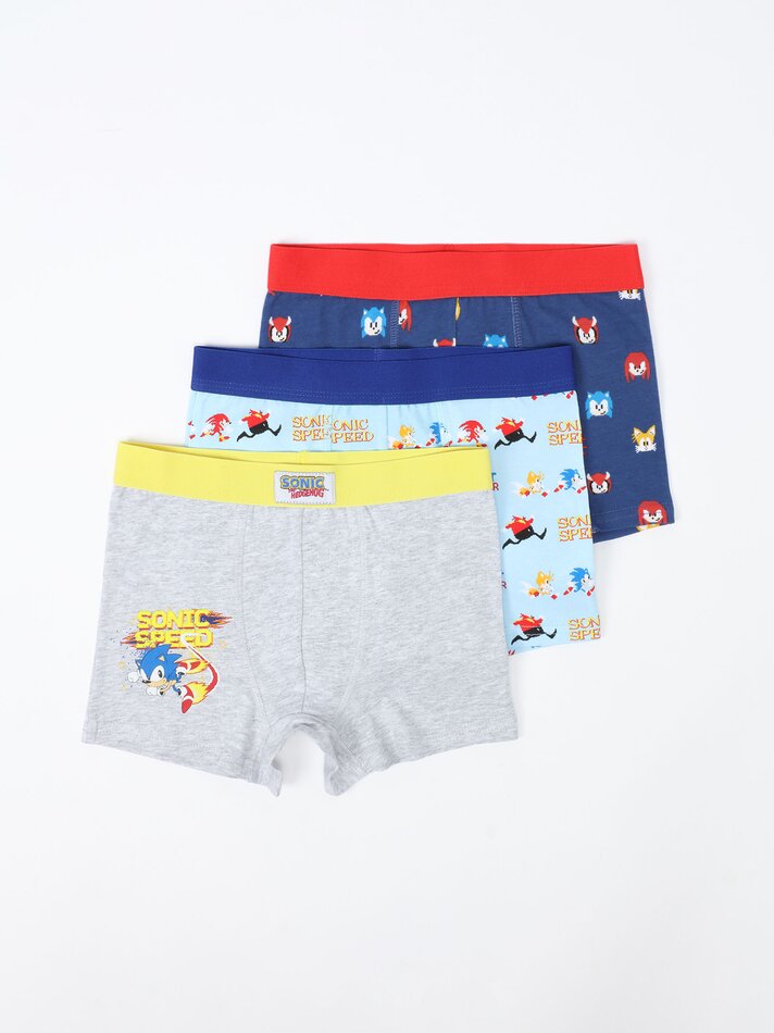 Cuecas Boxer SONIC - Pacote com 3 unidades - Cores variadas