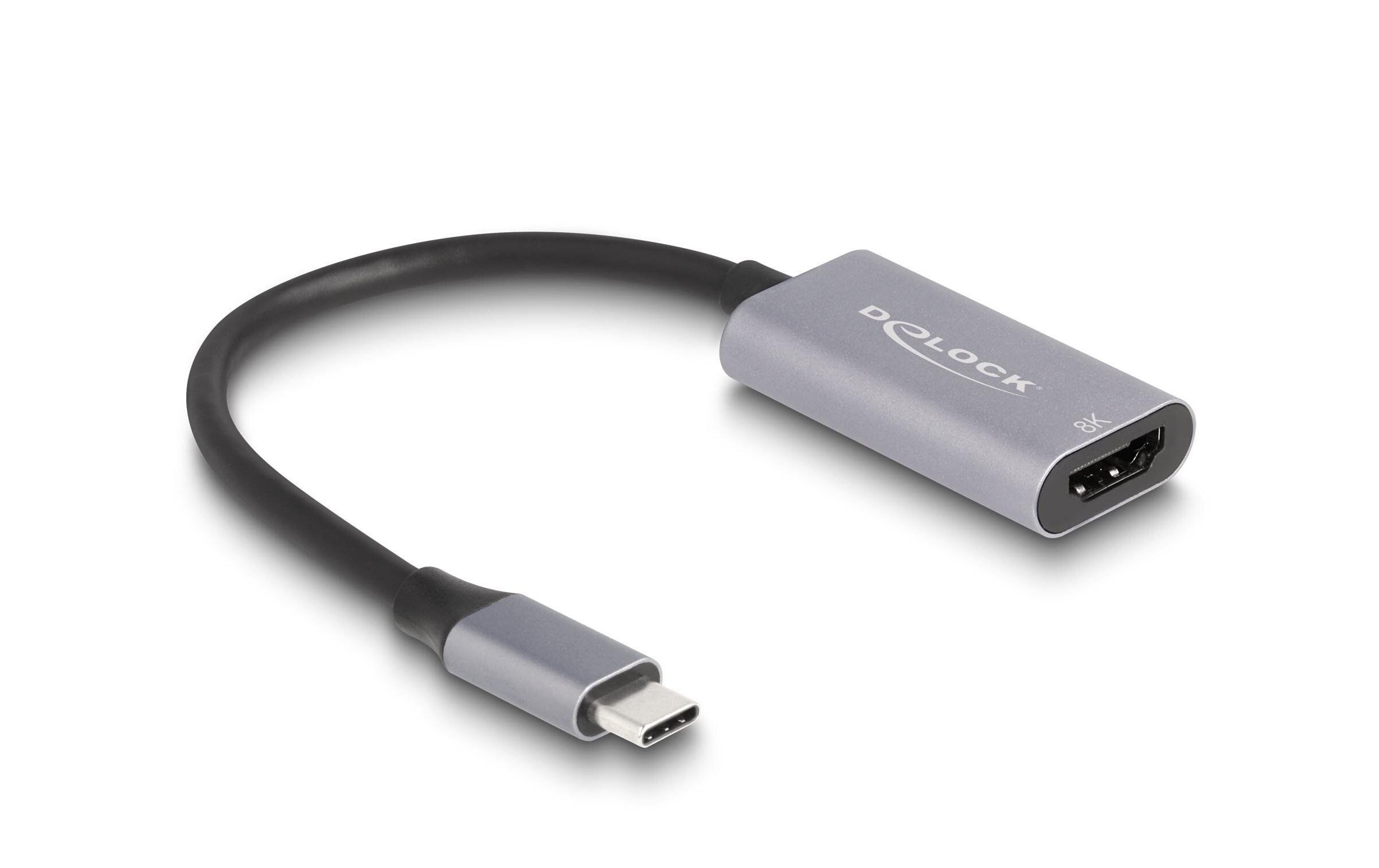 Adapter USB-C–HDMI Passiv, 8K/30Hz, SchwarzDelock USB Type-C Adapter zu HDMI (DP Alt Mode) 8K mit HDR Funktion Aluminium