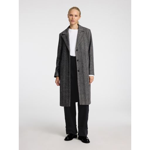 Selected Femme Alma Uldfrakke, Black Herringbone, 40