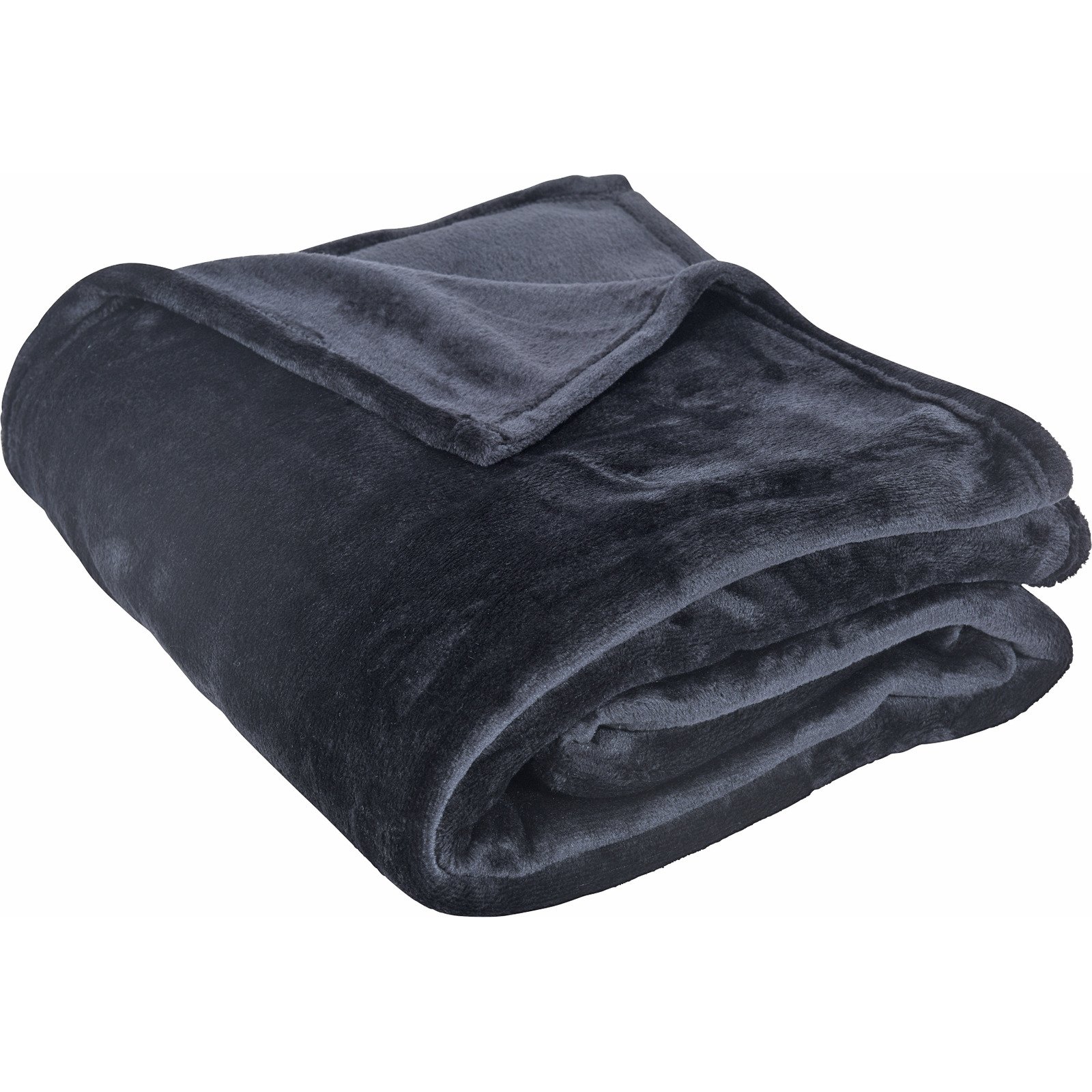 Kuscheldecke Flanell uni 150 x 200 cm schwarz
