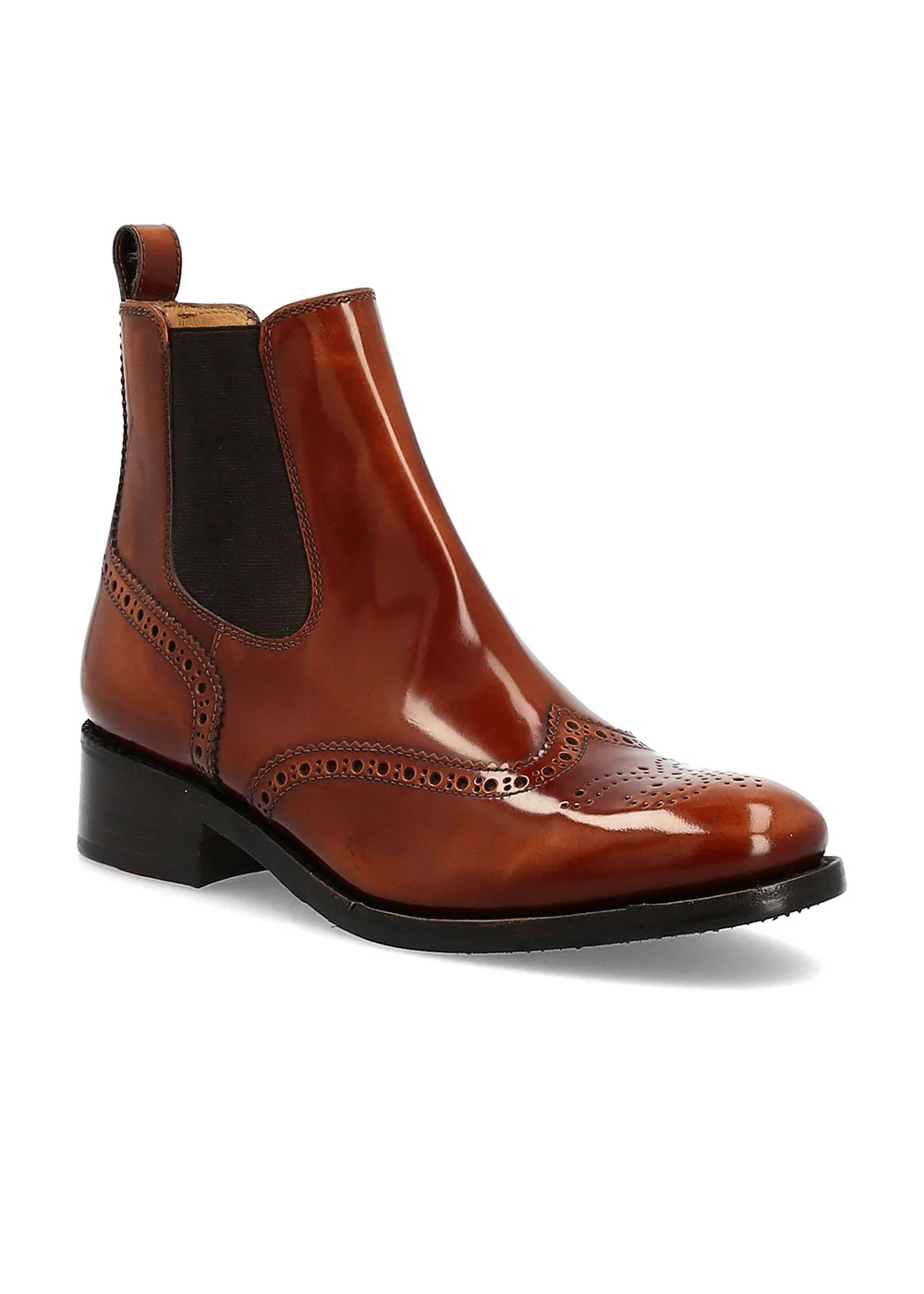 H WING TIP CHELSEA CUIR CAMEL