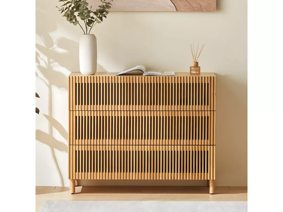Commode 3 tiroirs en bois 100 cm - Umea