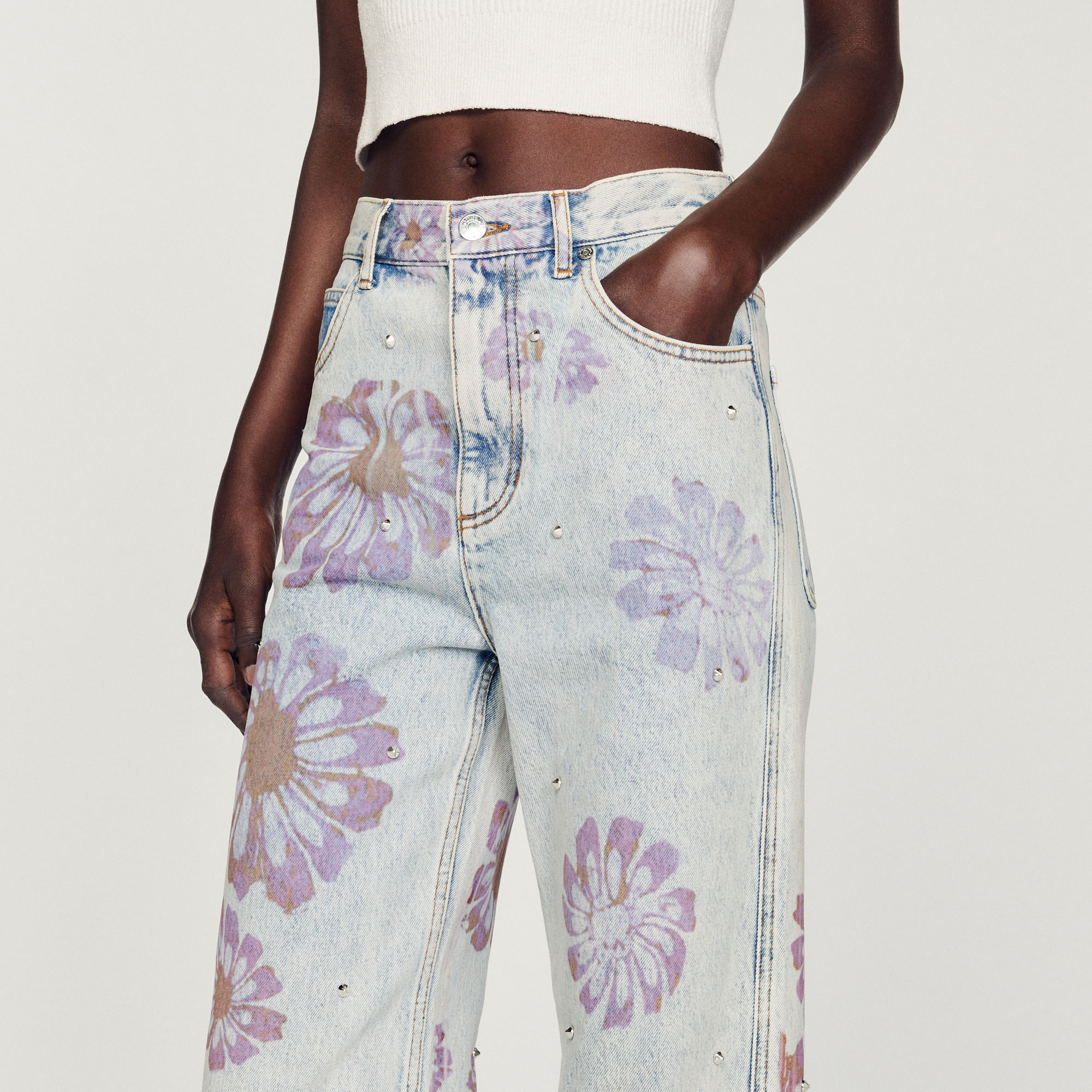 Jean motifs fleurs
