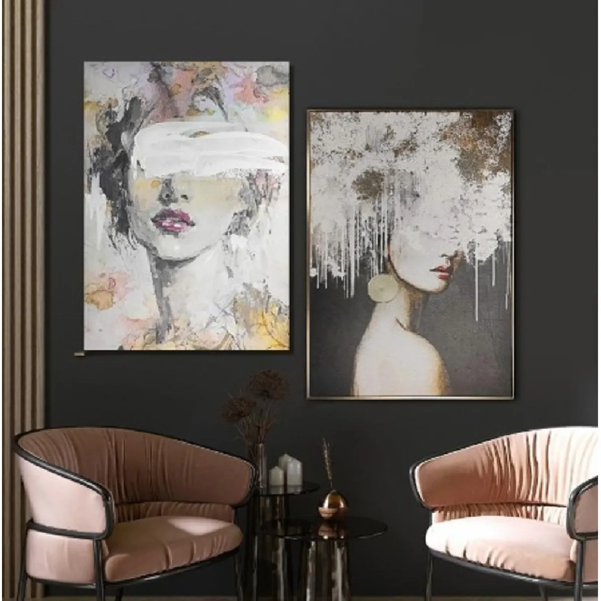 pegane Ensemble tableaux huile - 140x100