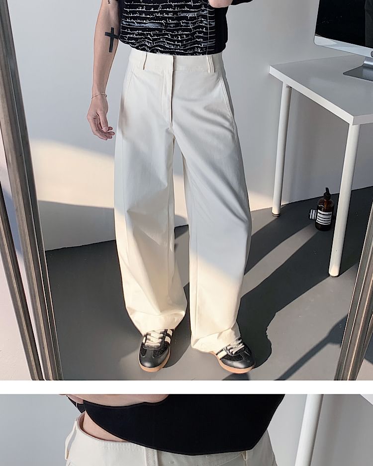 Omozando - Hoge taille effen rechte broek