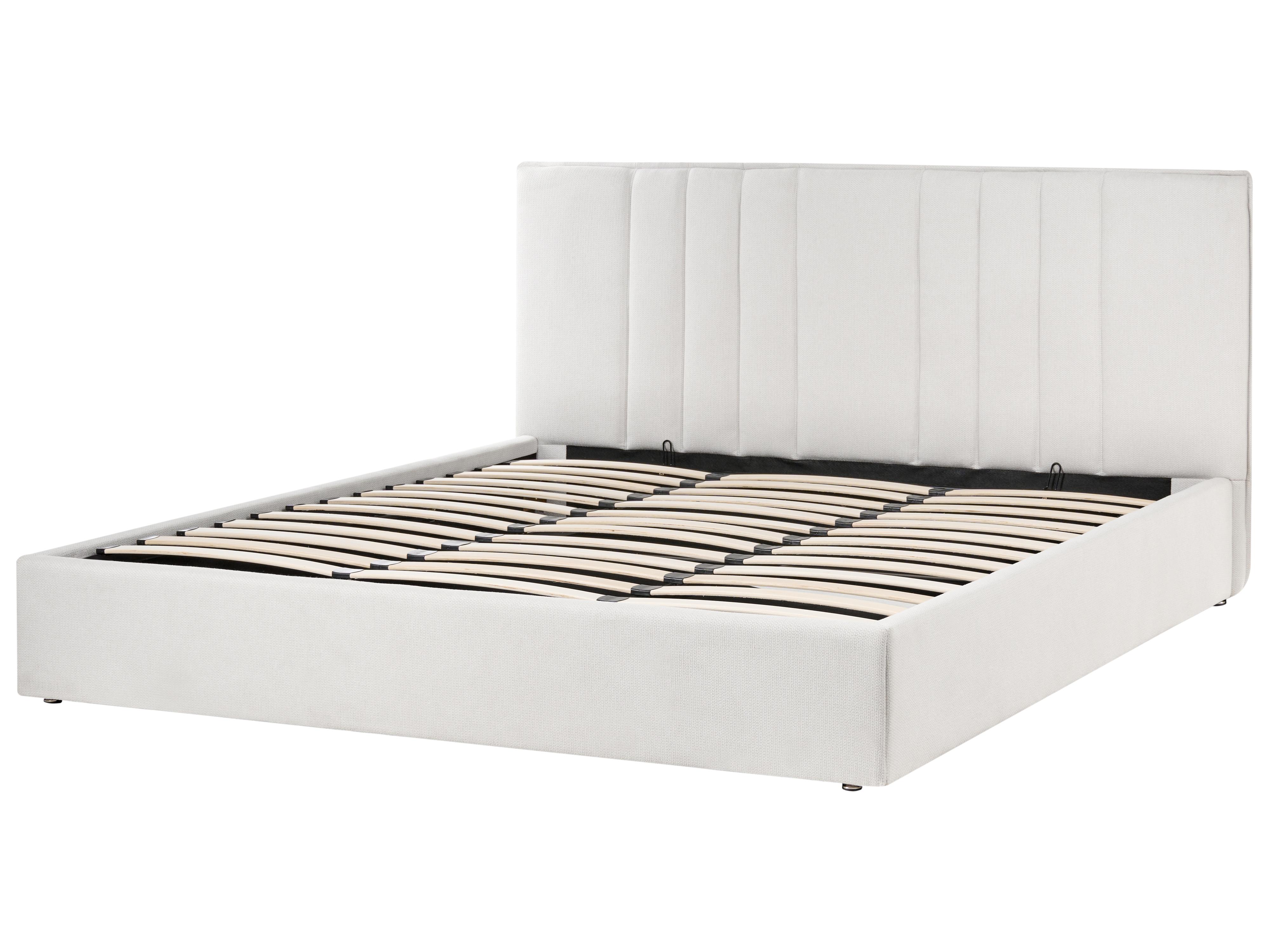 Bed met opbergruimte Stof TARASCON 180 x 200 cm Lichtbeige