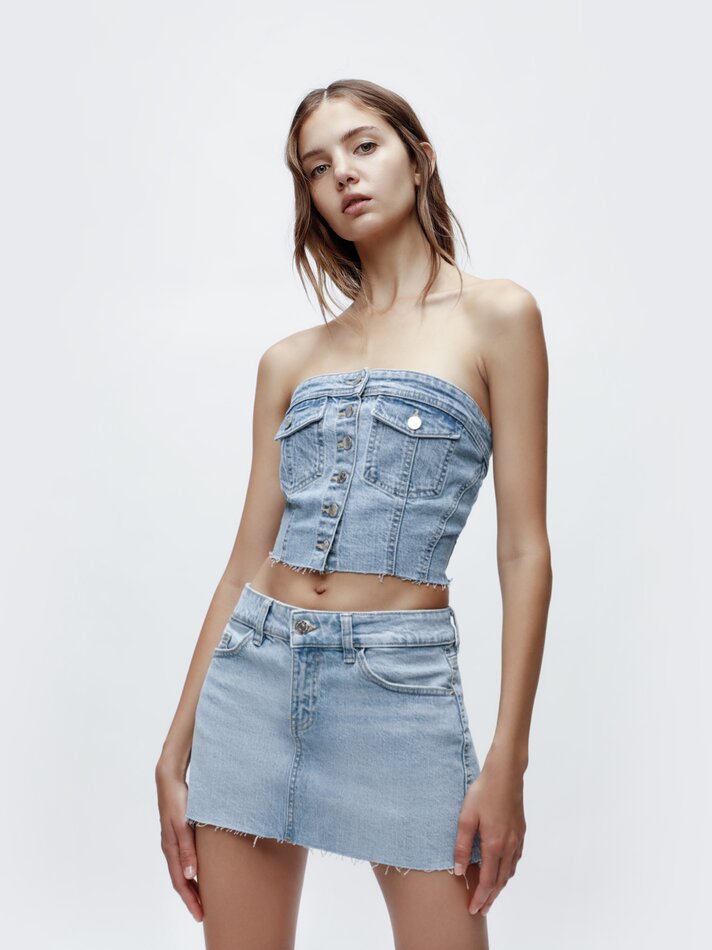 Top corset jeans - Azul claro