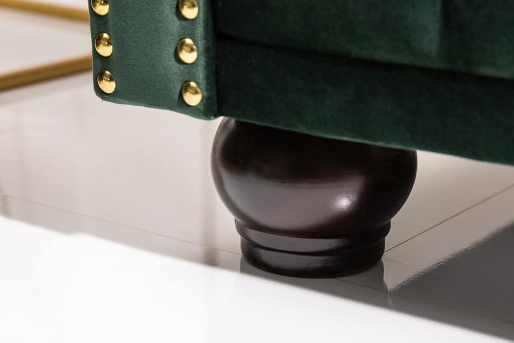 Chesterfield 3-Sitzer Sofa 205cm flaschengrün Samt Federkern Knopfheftung