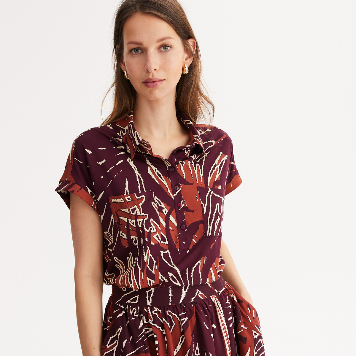 ANNE WEYBURN<br>Camiseta sem mangas com gola túnica e estampa floral