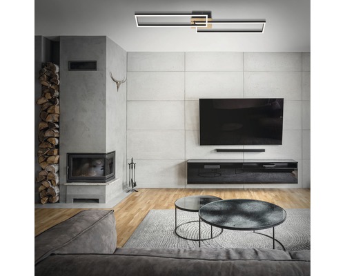 LED plafondlamp CCT dimbaar 40W 4400 lm 2700-5000 K 110x12 cm zwart + afstandsbediening + nachtlampfunctie