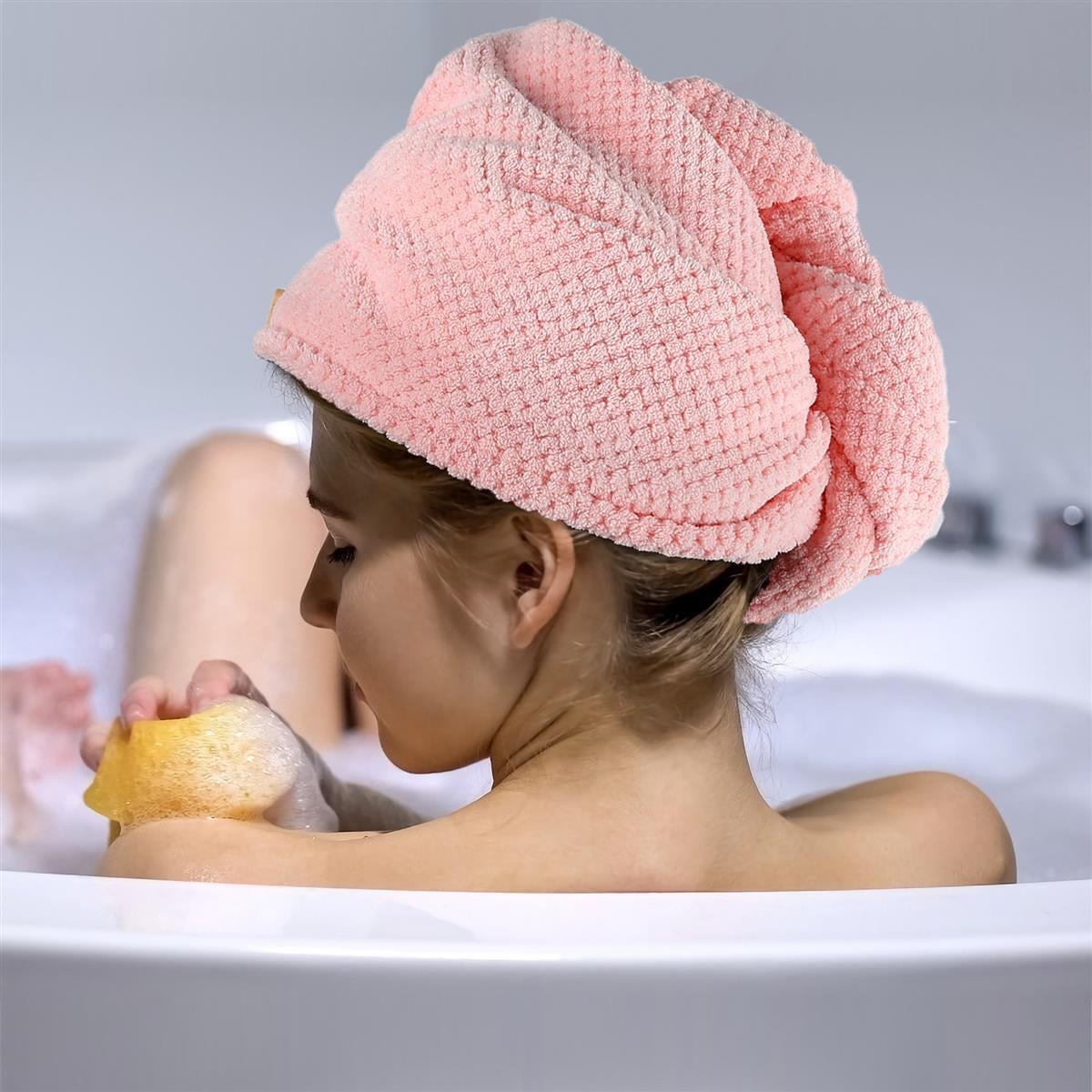 Hårturban Håndkle alle hårtyper myk (rosa)
