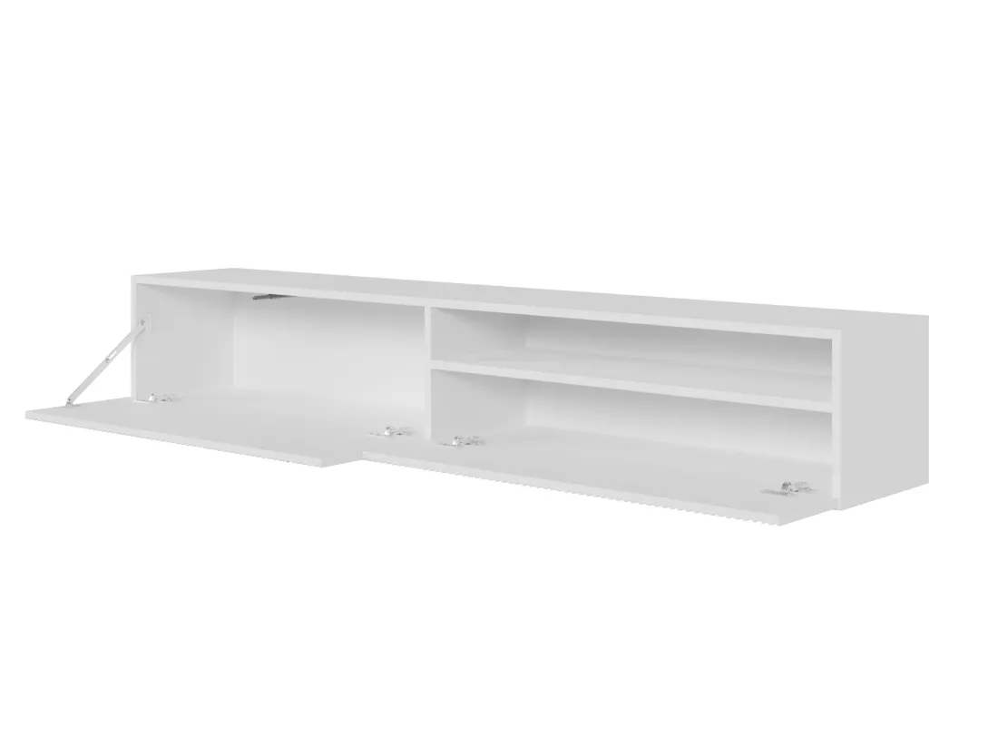 Meuble TV - 175 cm - suspendue avec niche - blanc - VELDIO