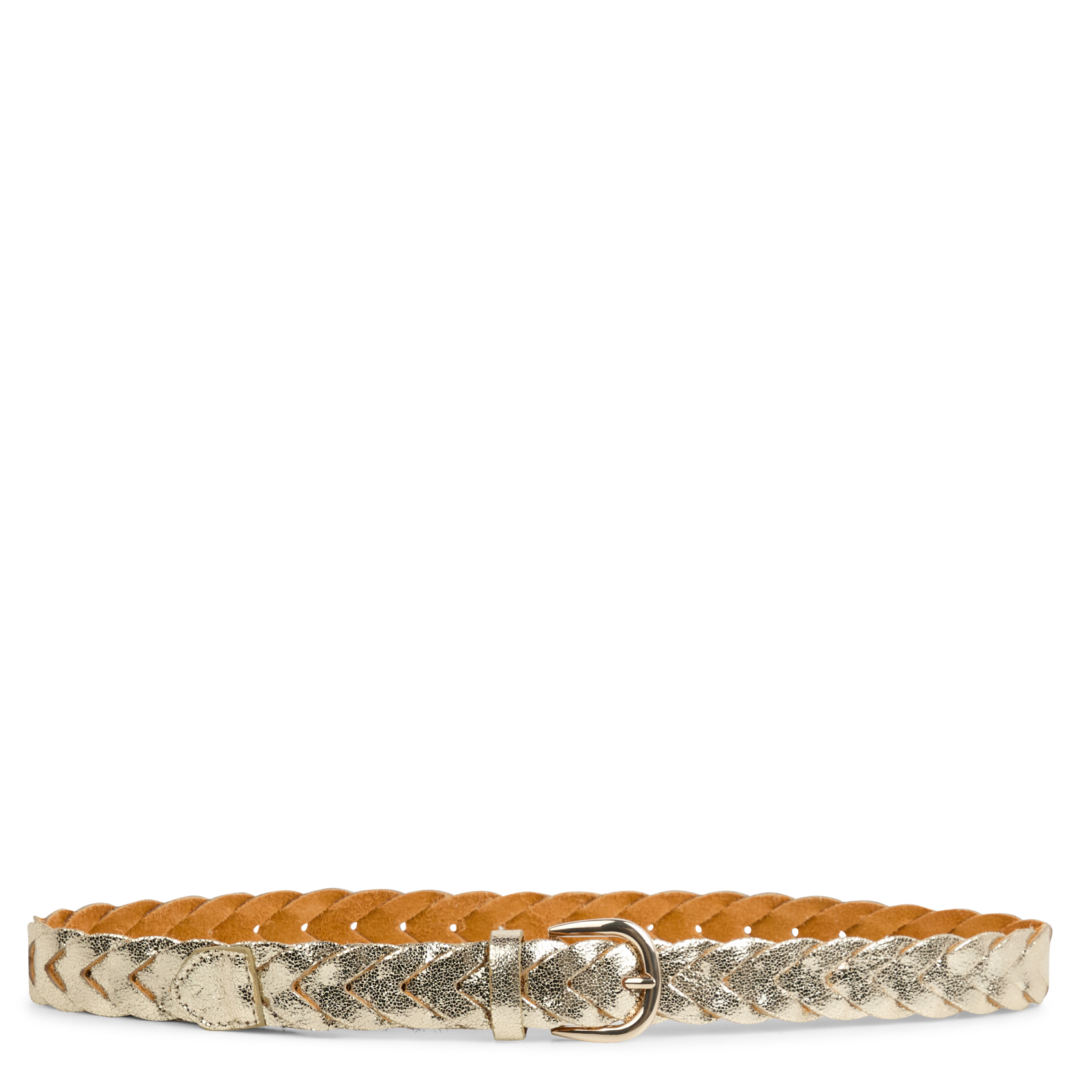CHARLOTTE - Ceinture tressée en cuir doré | Doré