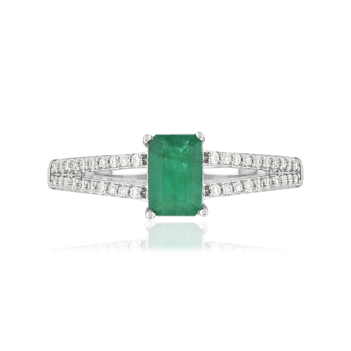 Bague MATY Or 750 blanc Emeraude et Diamants