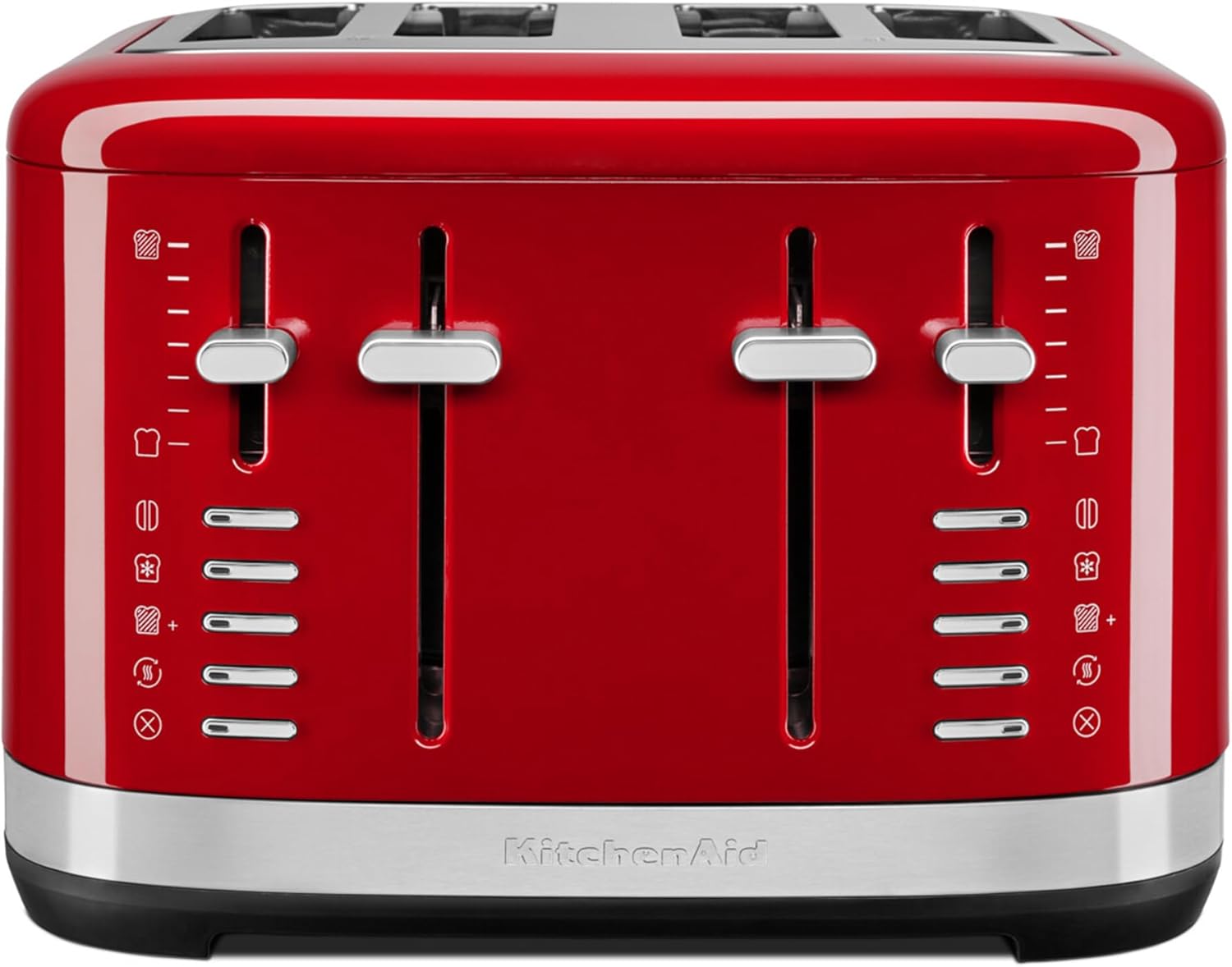 KitchenAid 5KMT4109EER Toaster für 4 Scheiben, Manuelle Bedienung, 7 Bräunungsstufen, Extrabreite Schlitze (3,2 cm), Ganzmetallgehäuse, Auftau-, Bagel- & Aufwärmfunktion, 1960W, Empire Rot
