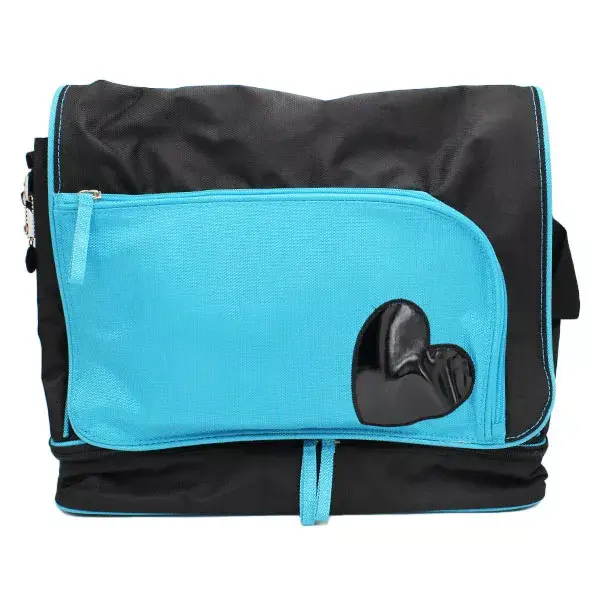 Bolsa mensageiro dBb Remond I Love New Style Preta e Turquesa