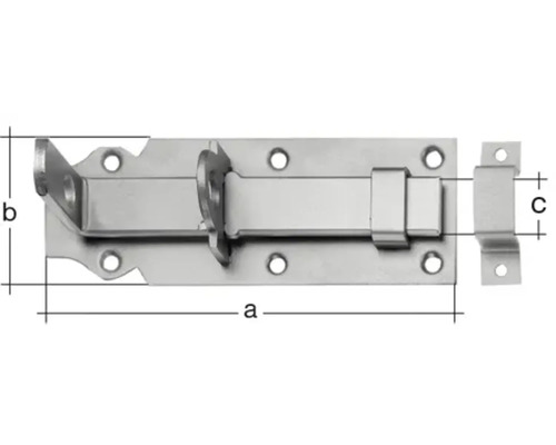 Slotbout met vlakke handgreep en lus 100 x 44 mm, roestvrij staal