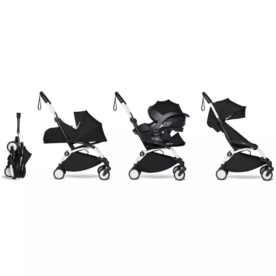 BABYZEN Kinderwagen YOYO2 6+ White mit Textilset Black