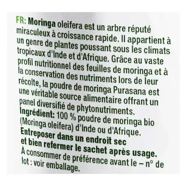 Purasana Moringa Crua em Pó 200g
