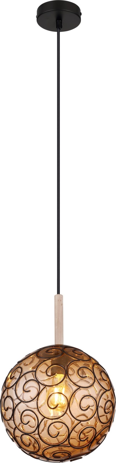Pendelleuchte - schwarz matt - natur - 120 cm hoch