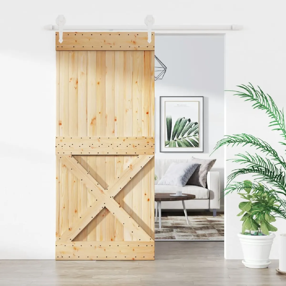 vidaXL Porte coulissante pin massif 90x210 cm avec kit