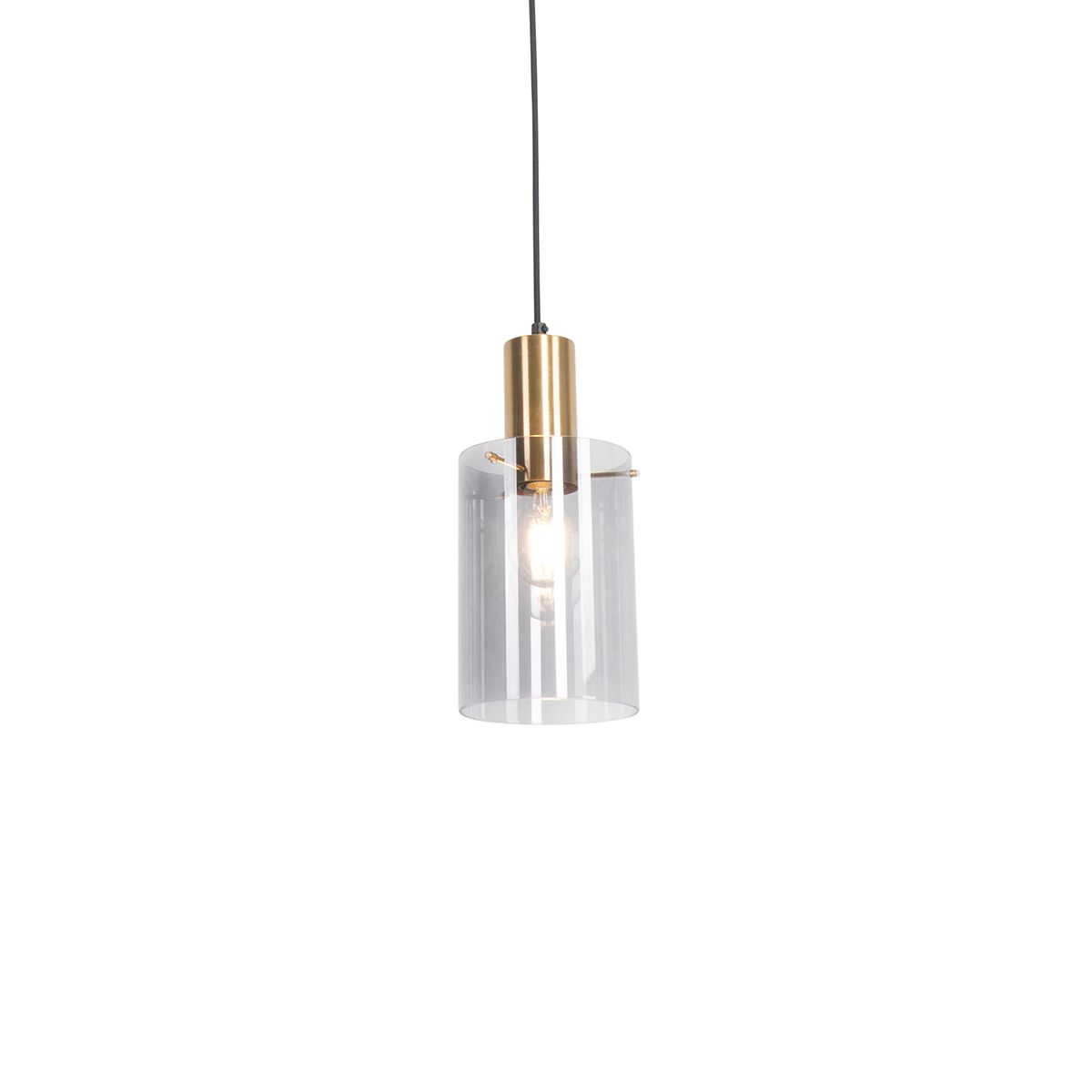 Smart hanglamp messing met smoke glas incl. Wifi A60 - Vidra
