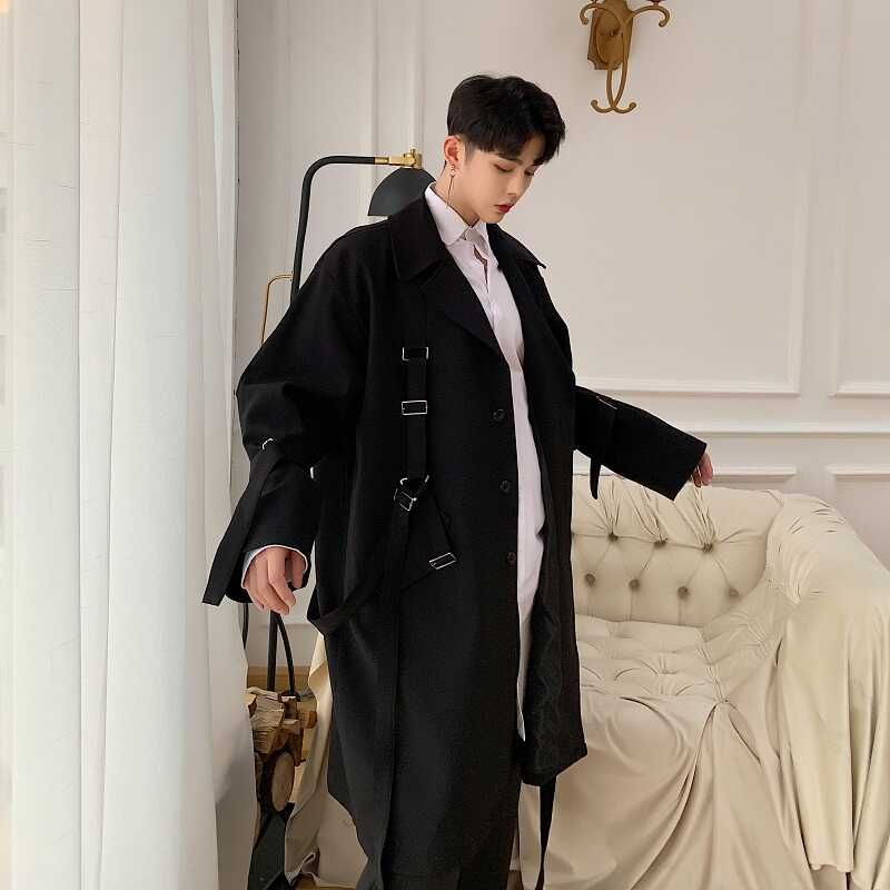 Bjorn - Trenchcoat met reverskraag, effen, knoopsluiting en lange mouwen
