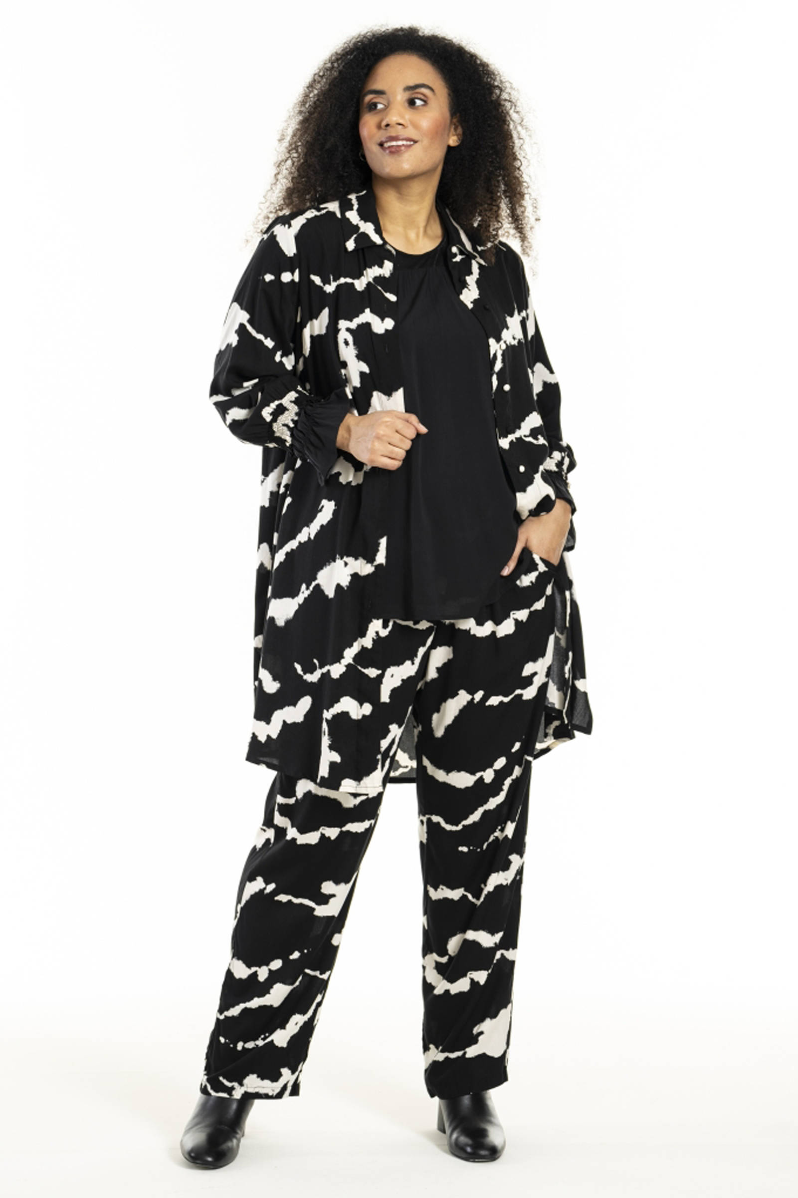 STUDIO tuniek met all over print zwart/wit