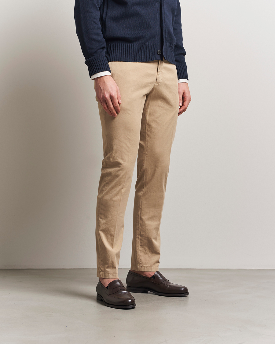 Canali Slim Fit Cotton Stretch Chinos Beige