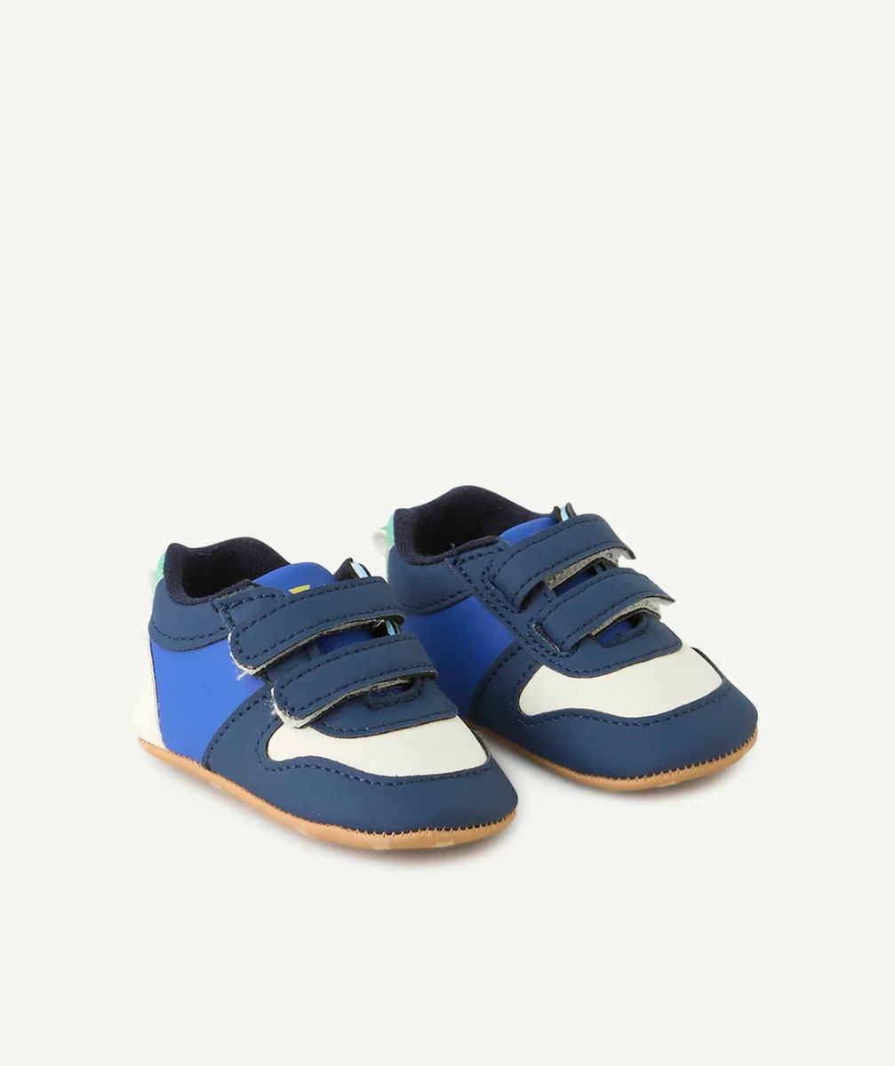 chaussons style basket bébé garçon bleu et blanc