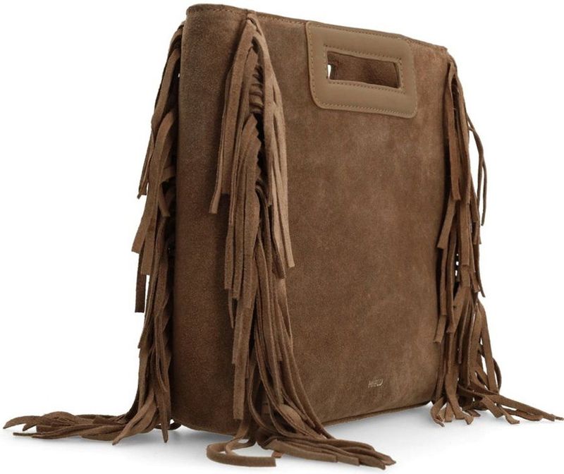 Manfield - Handtas - Taupe - Suède - Verstelbare Band