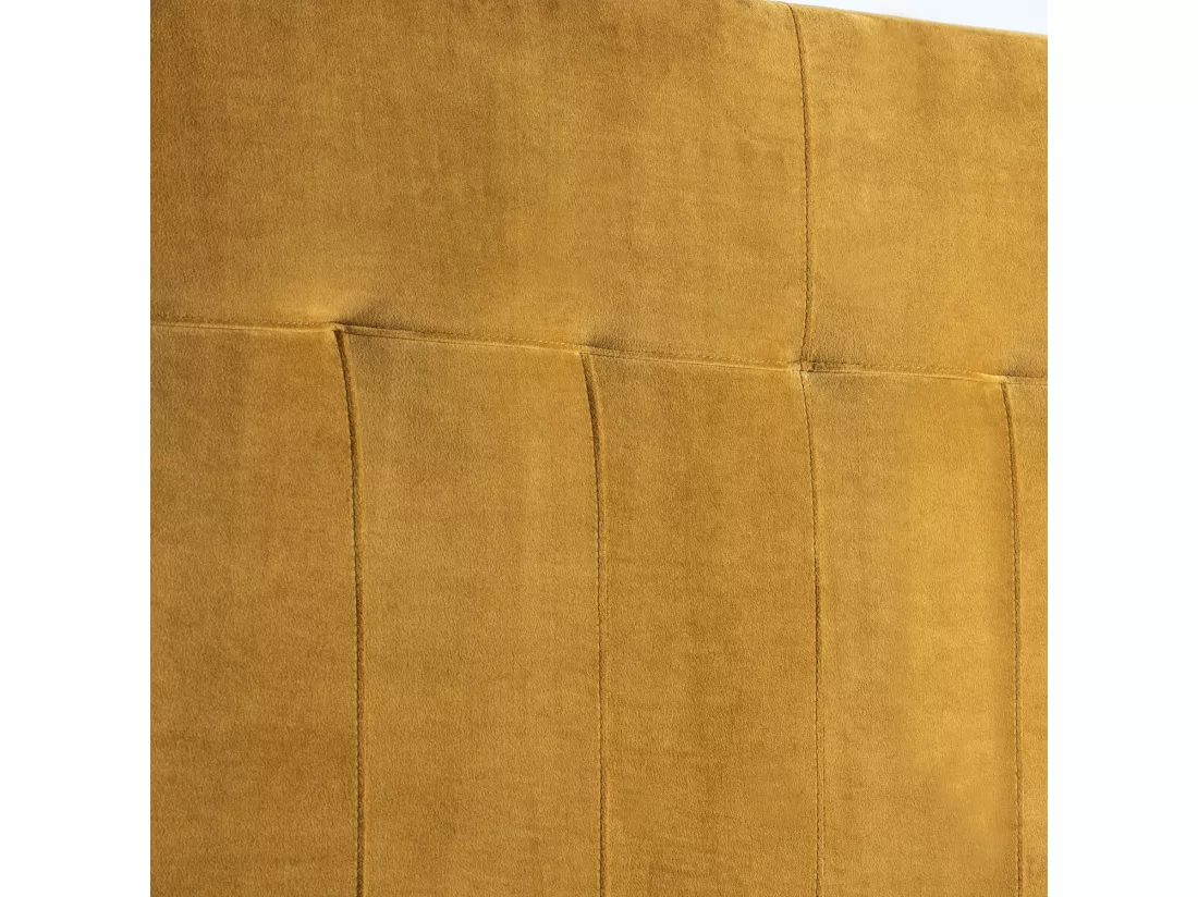 Tête de lit tapissée Napoles 160x100 cm Moutarde, Velours, Pieds en Bois