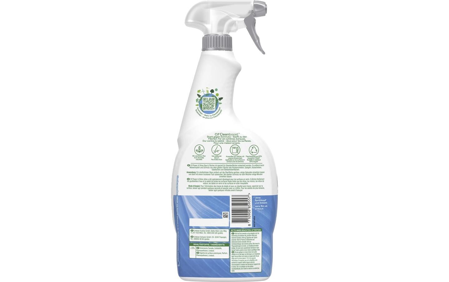 Power&Shine Glas & Flächen Reiniger 750 mlKraftvoller Reinigungsspray für streifenfreier Glanz
