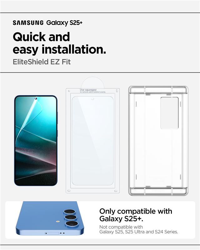 Samsung Galaxy S25  Plus EliteShield EZ Fit HD TPU Folie Case Friendly   Montagerahmen (AFL09087)