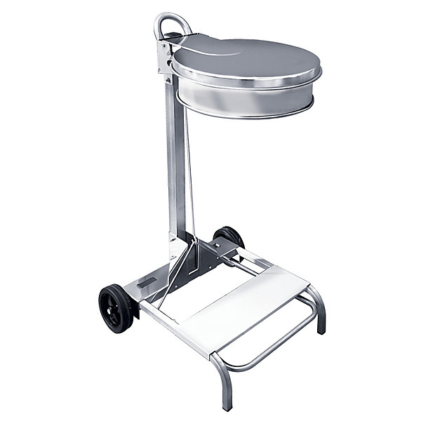 Support sac inox AISI 304 brillant mobile à pédale 110 litres