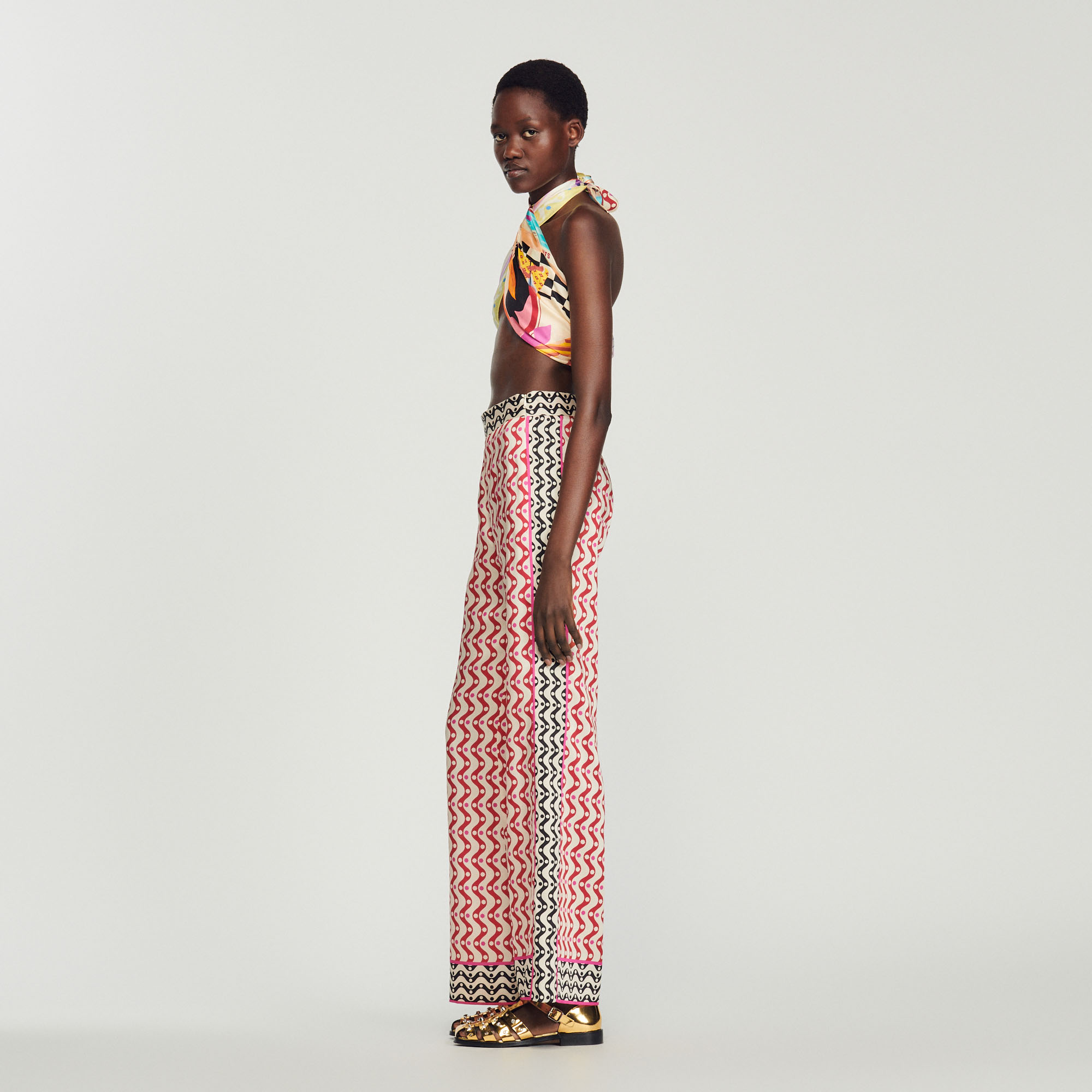 Pantalon fluide imprime etoiles