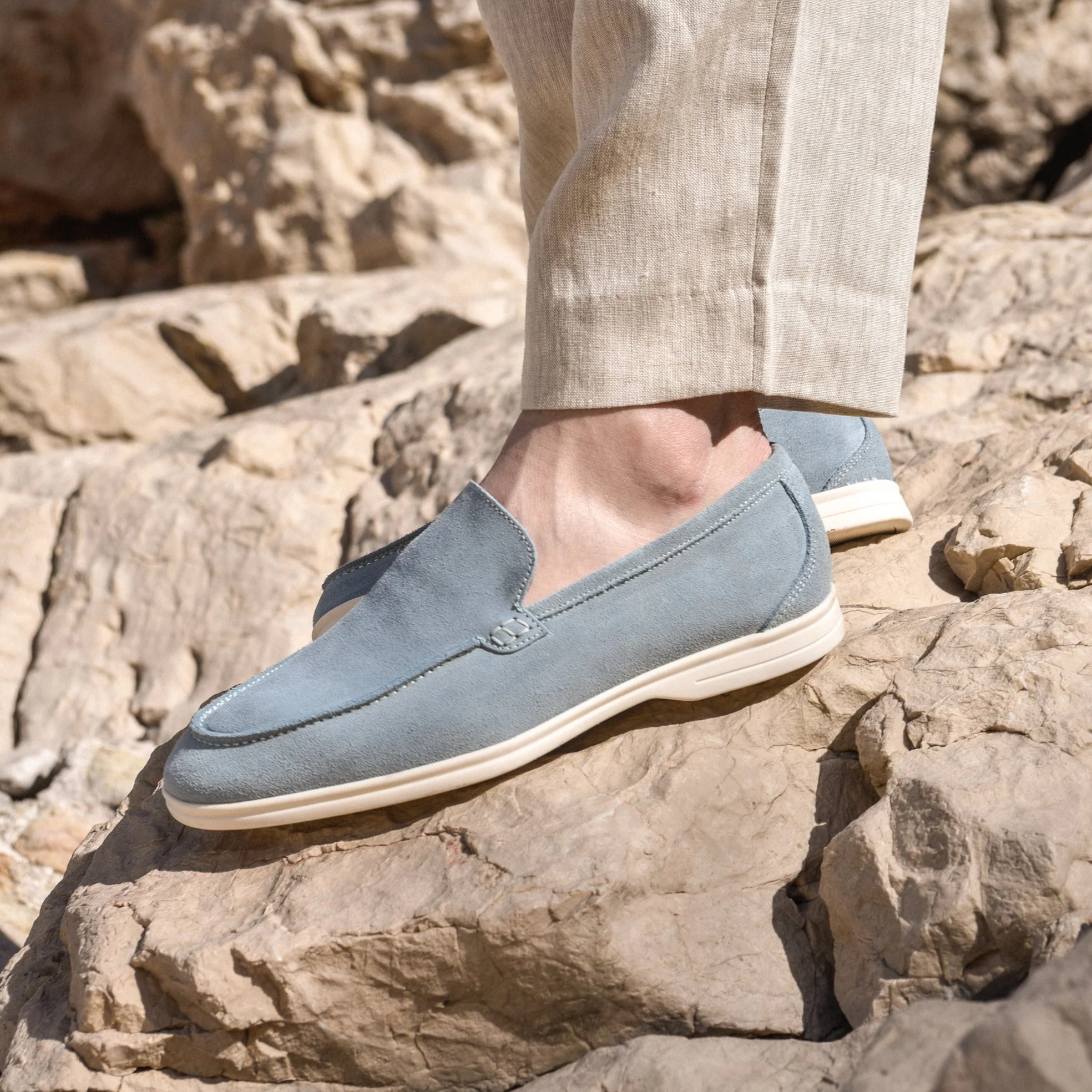 Momy-Mocassin en veau velours jean