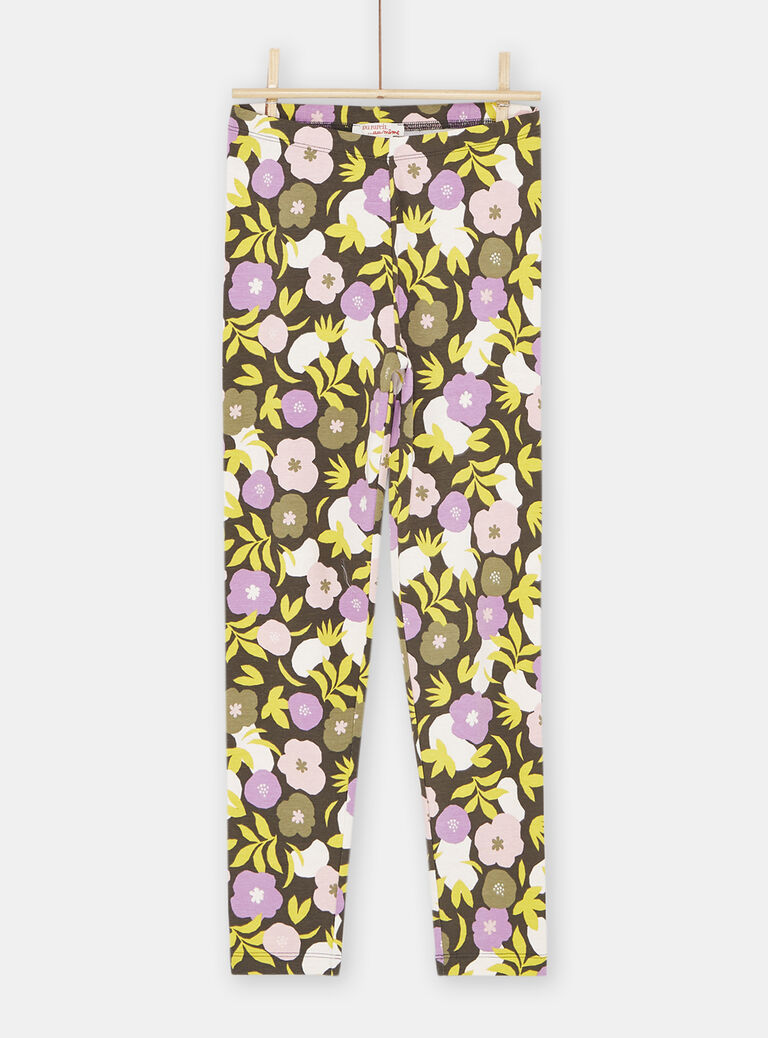 Legging kaki à imprimé fleuri fille