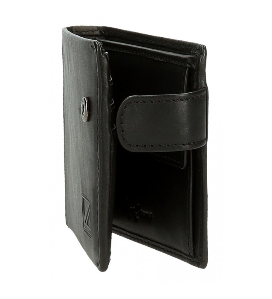 Carteira vertical Pepe Jeans Marshal em couro preto com fecho de clique
