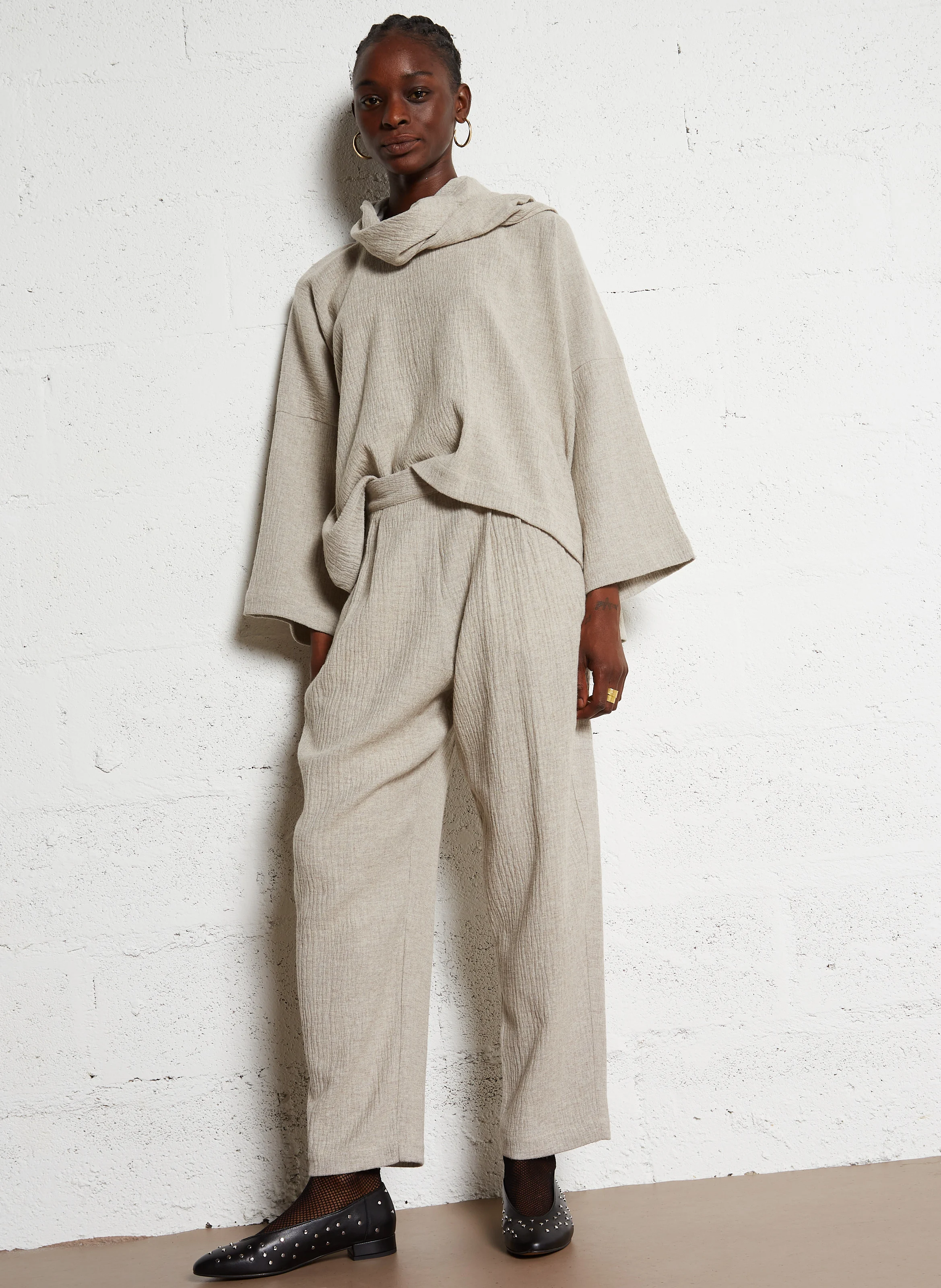 DUANE - Pantalon large taille haute | Argent