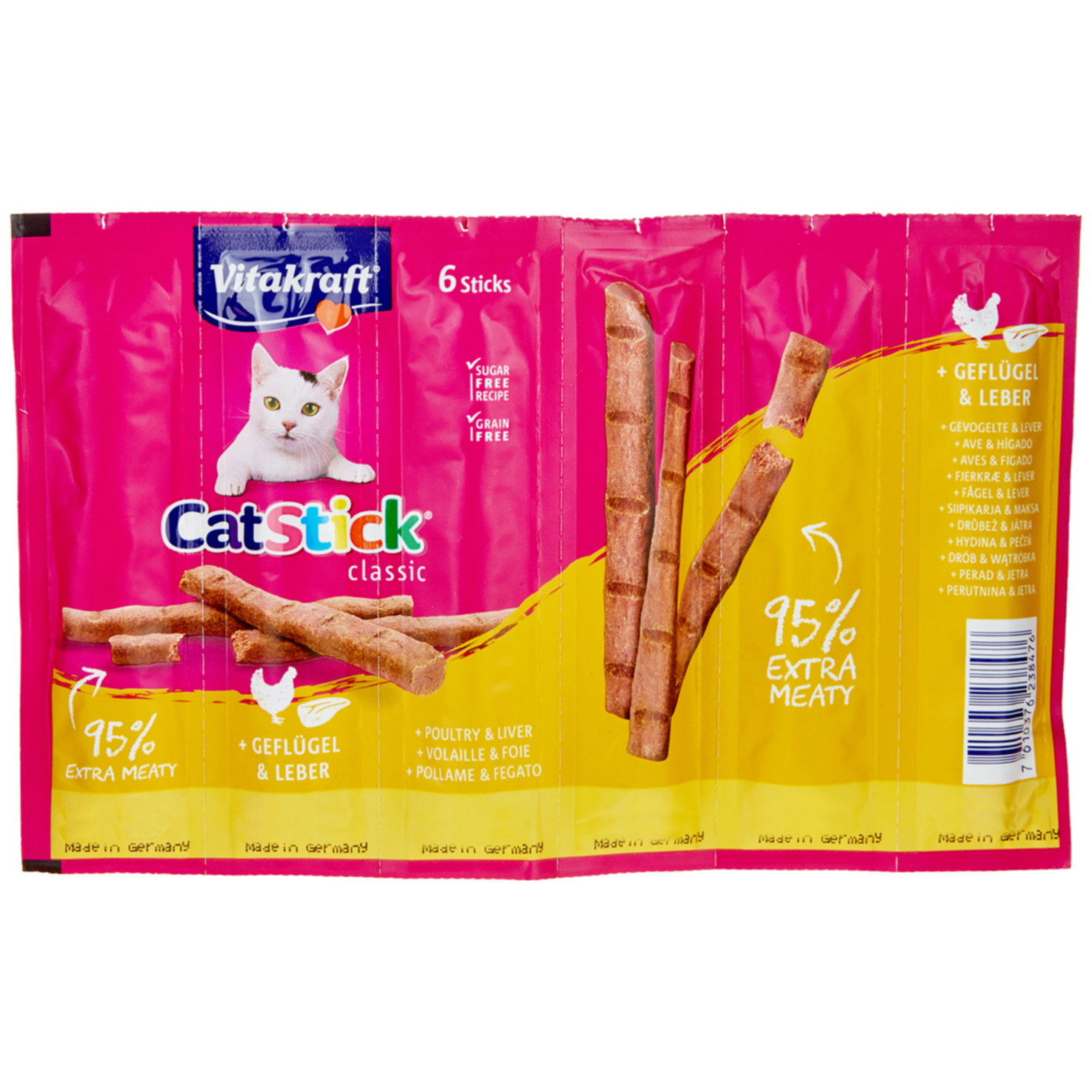 Vitakraft Cat-Stick Katzensnack Geflügel & Leber 6 Stück