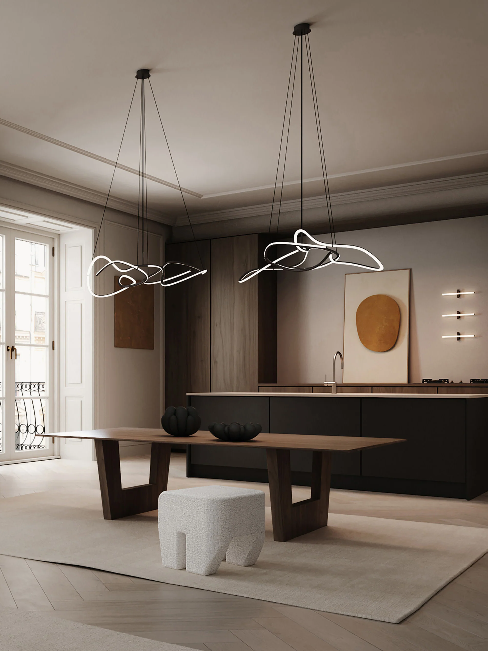 Grote LED-kroonluchter Ghost