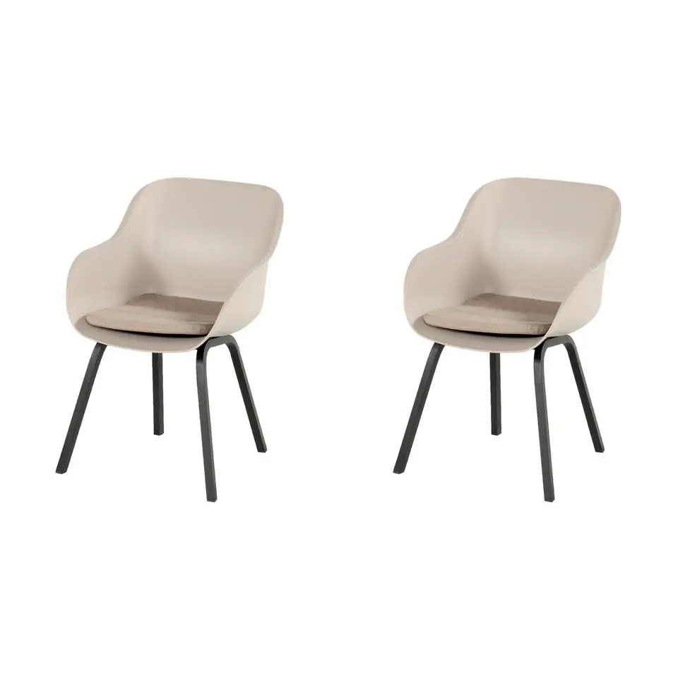 Hartman Le Soleil Element dining armstoel - Soft Taupe/Black - 2 st.