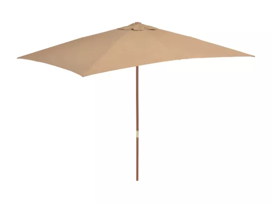 Parasol d'extérieur avec mât en bois 200 x 300 cm Taupe