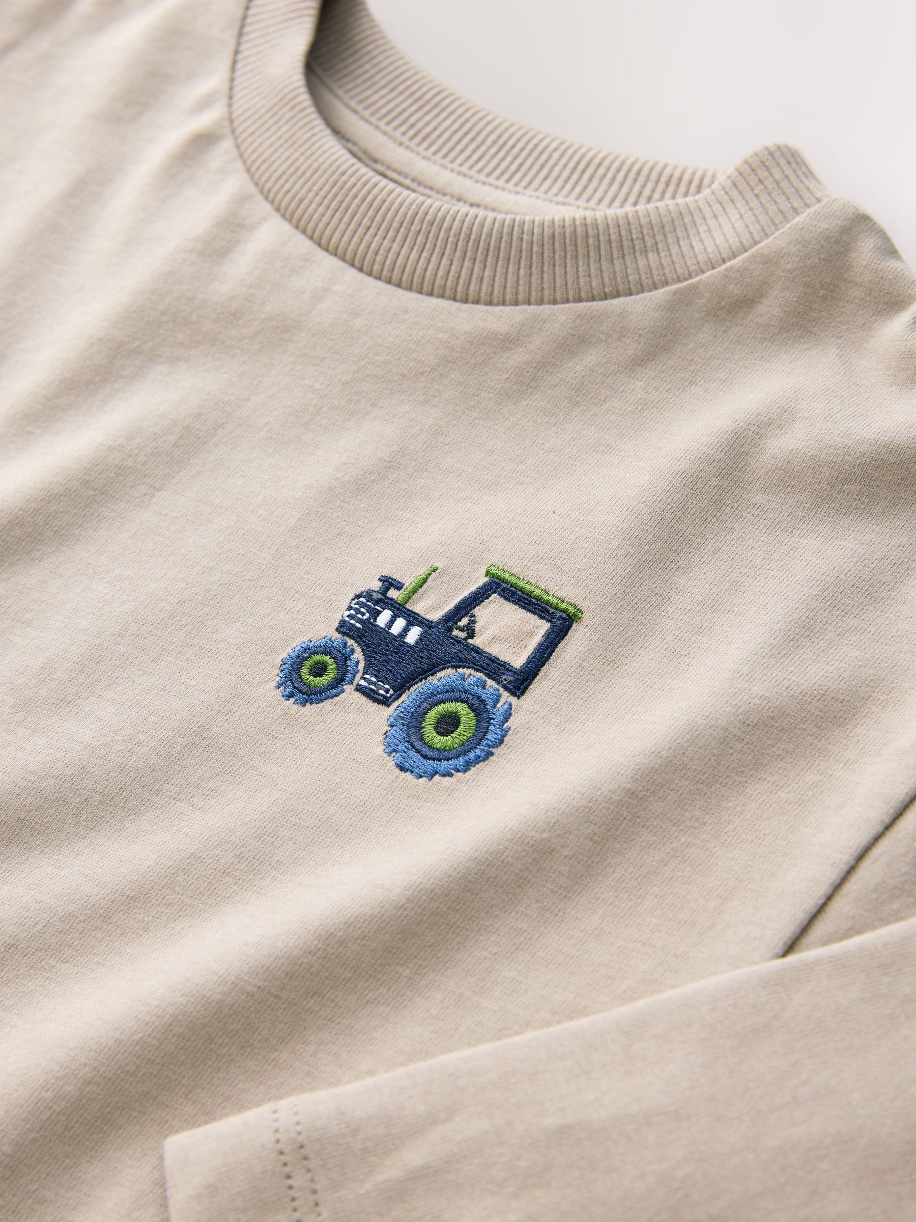 Blauw/groen met boerderij - Set met T-shirt met lange mouwen en broek (3mnd-7jr)