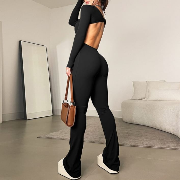 Ragom - Jumpsuit met lange mouwen en open rug