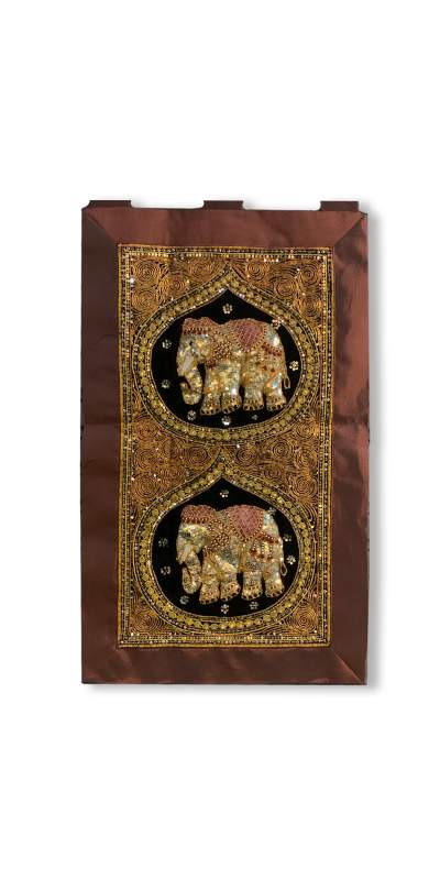 Textil-Wandbild '2 Elefanten', braun, multicolor, H 75 cm, B 45 cm von fischer's lagerhaus