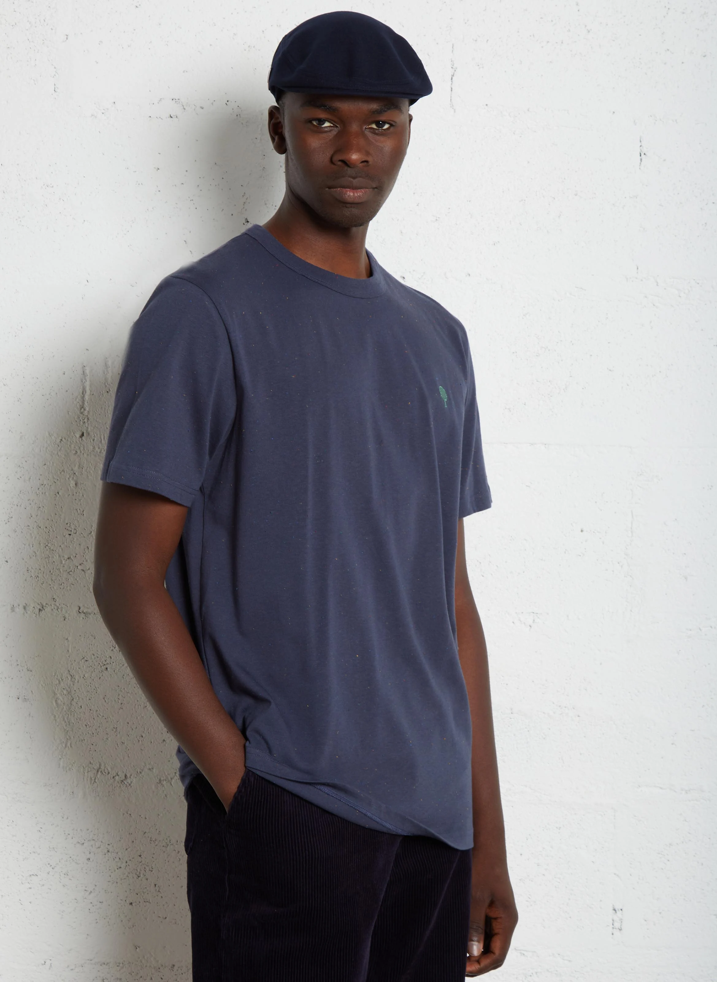 LUGNY - Tee-shirt col rond en coton mélangé | Bleu