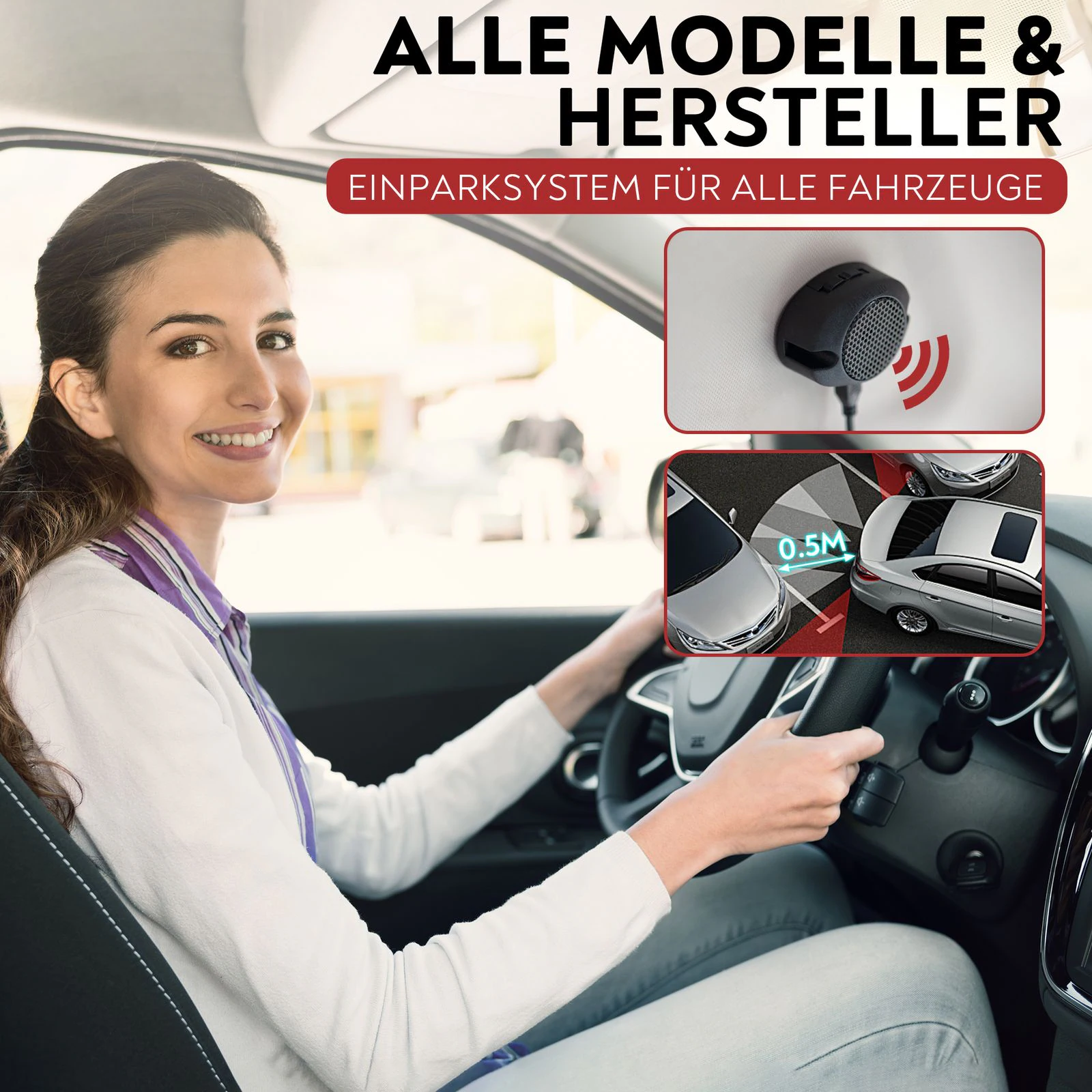 CARMATRIX Einparkhilfe Kfz-Kennzeichen Nummernschild mit drei PDC Sensoren KFZ mit Summer Ton