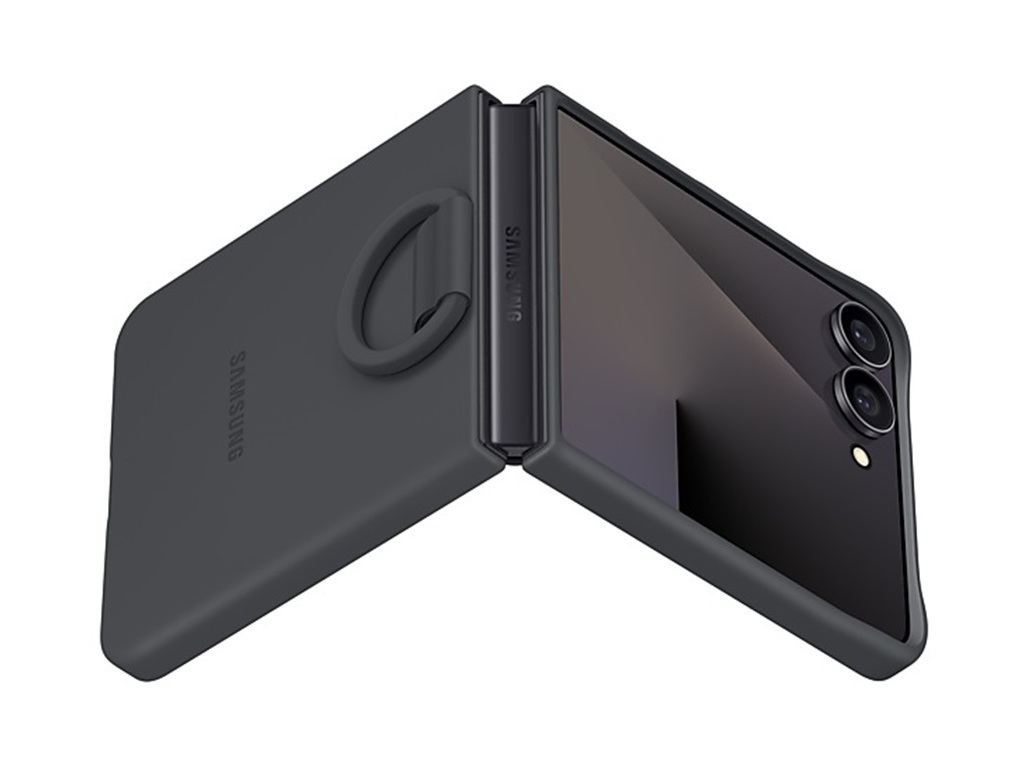 CAPA SAMSUNG SILICONE COM ANEL FLIP 7 PRETA